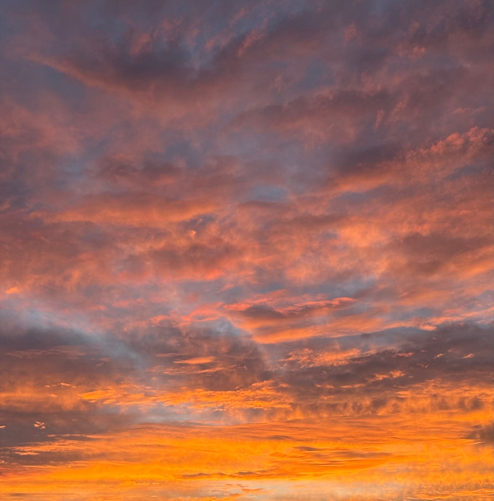 Wide sunset sky, warm amber light through cloud